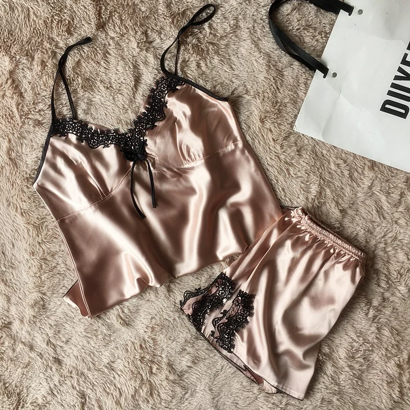 Sexy Women's Pajama Set Cami Top Shorts Home Wear Summer Thin Polyester Fiber 5% Spandex Elastic Fiber Lace Detailing
Sexy Women's Pajama Set Cami Top Shorts Home Wear Summer Thin Polyester Fiber 5% Spandex Elastic Fiber Lace Detailing