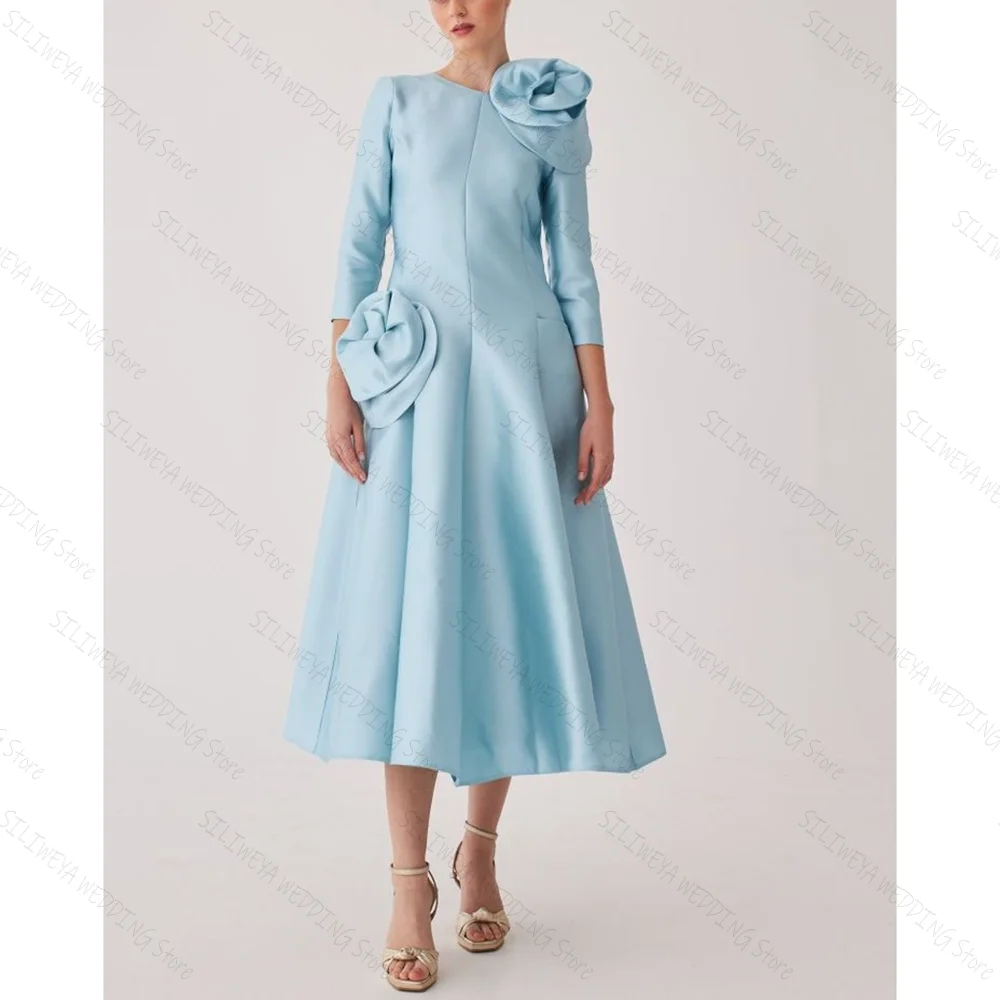 Simple Blue O Neck Long Sleeves Prom Dress Fashion Party Tea-Length Lady High-end Formal Evening Gowns
Simple Blue O Neck Long Sleeves Prom Dress Fashion Party Tea-Length Lady High-end Formal Evening Gowns