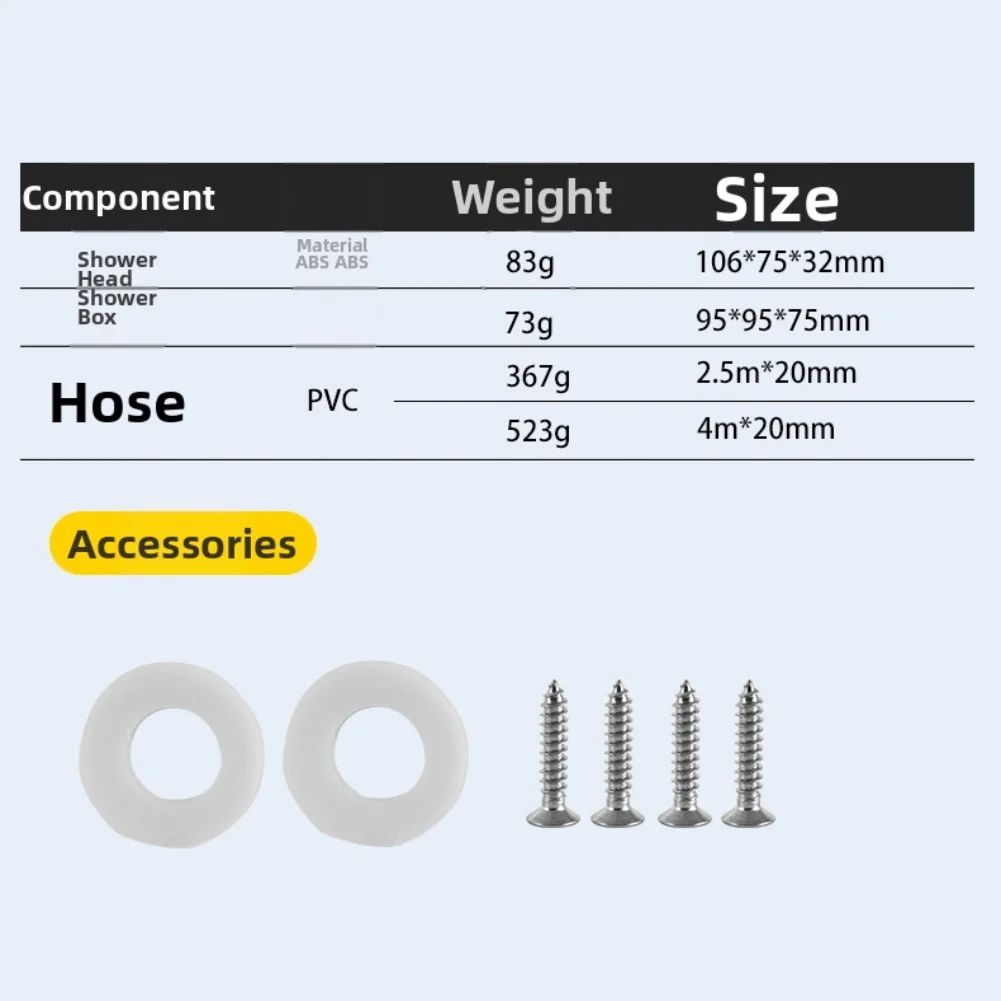 Handheld Rinse Set Marine Shower Kit Retractable Shower Head Kit Shower Head PVC 5-layer Hose Kink-resistant Hose