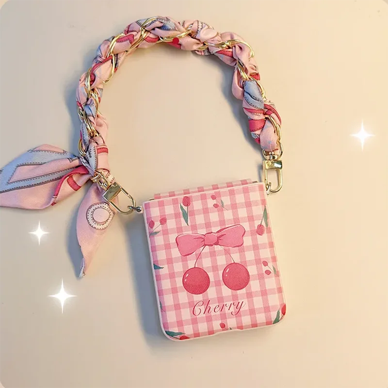 Cute Pink Cherry Girls Flip case for Samsung Galaxy z flip6 zflip5 Xiaomi Mix Flip/ OPPO n3 flip Cover with Silk scarf bracelet
Cute Pink Cherry Girls Flip case for Samsung Galaxy z flip6 zflip5 Xiaomi Mix Flip/ OPPO n3 flip Cover with Silk scarf bracelet