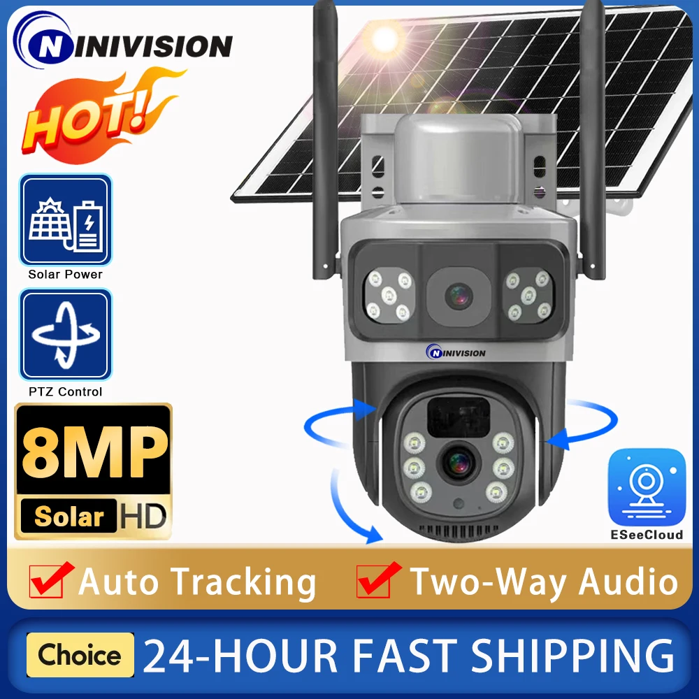 Dual Lens WiFi Solar Camera outdoor 8MP Rechargeable Battery Camera Security With Solar Panel Audio IP Camera wireless PIR Human
Dual Lens WiFi Solar Camera outdoor 8MP Rechargeable Battery Camera Security With Solar Panel Audio IP Camera wireless PIR Human
