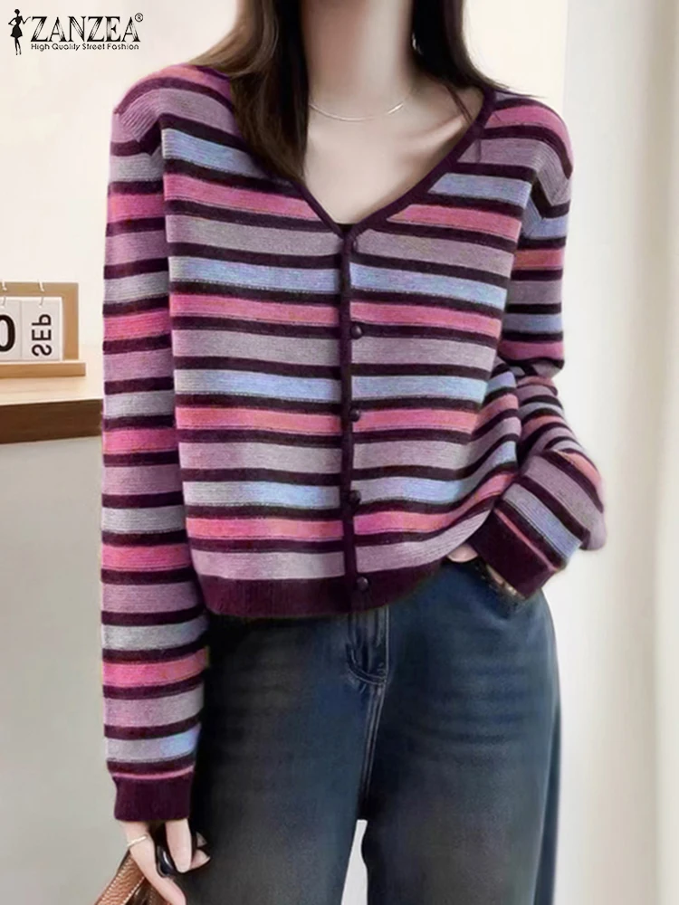 ZANZEA Streetwear Button Up Tops Women 2025 Spring V Neck Colorful Striped Shirt Loose Casual Long Sleeve Korean Style Cardigans
ZANZEA Streetwear Button Up Tops Women 2025 Spring V Neck Colorful Striped Shirt Loose Casual Long Sleeve Korean Style Cardigans