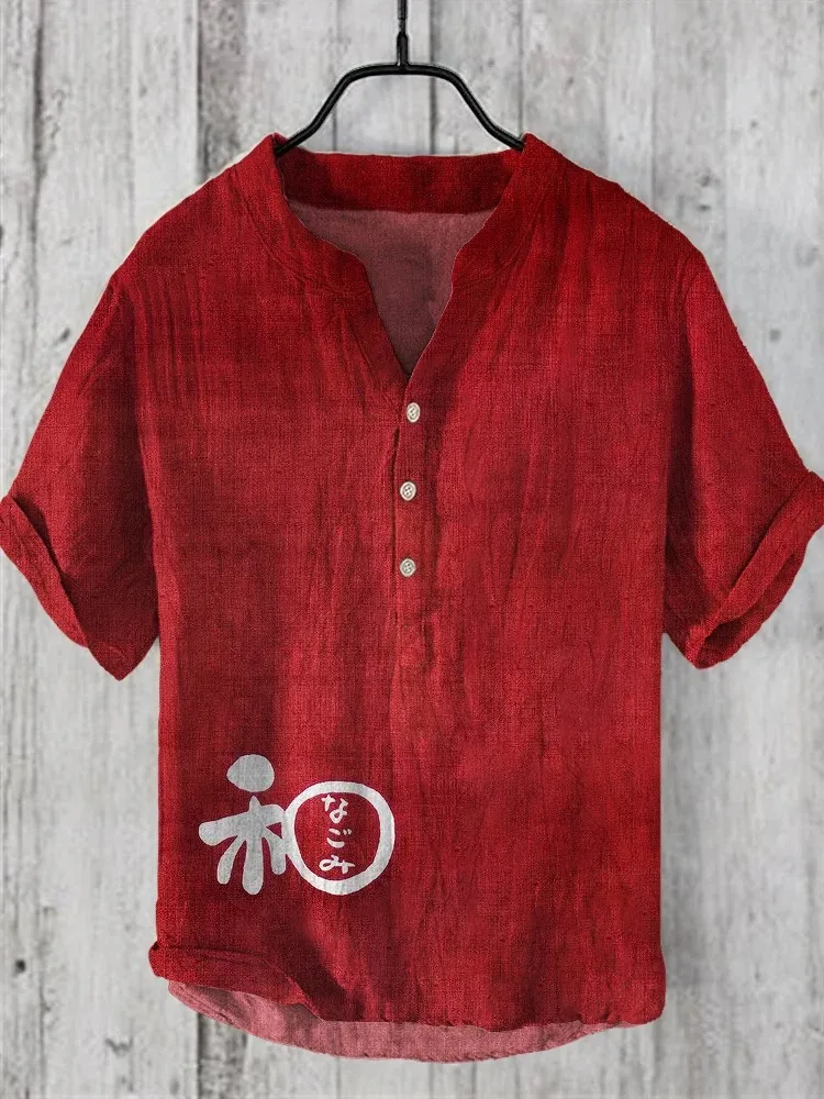 Men's Short Sleeve Tops Japanese Word Art Linen V-Neck Shirt 6 Colors V-neck Retro Casual Daily Texture Fabric Blouses Harajuku
Men's Short Sleeve Tops Japanese Word Art Linen V-Neck Shirt 6 Colors V-neck Retro Casual Daily Texture Fabric Blouses Harajuku