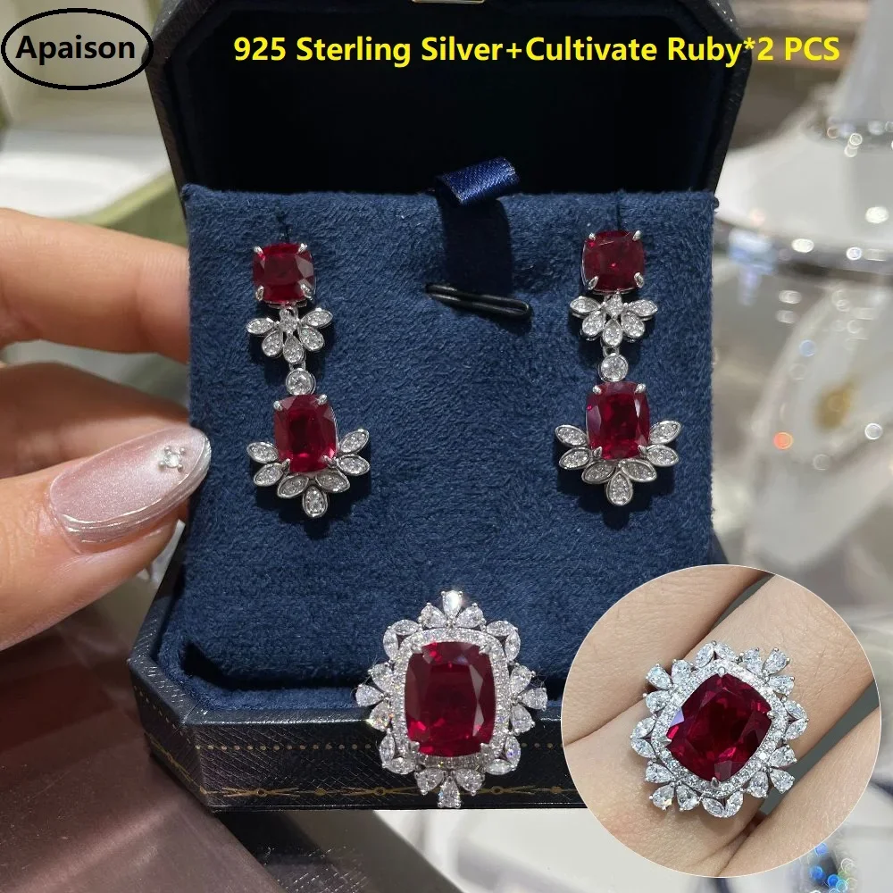Apaison 925 Sterling Silver Cultivate Ruby Bridal Drop Earrings Wedding Engagement Rings For Woman Jewelry Set Gift
Apaison 925 Sterling Silver Cultivate Ruby Bridal Drop Earrings Wedding Engagement Rings For Woman Jewelry Set Gift