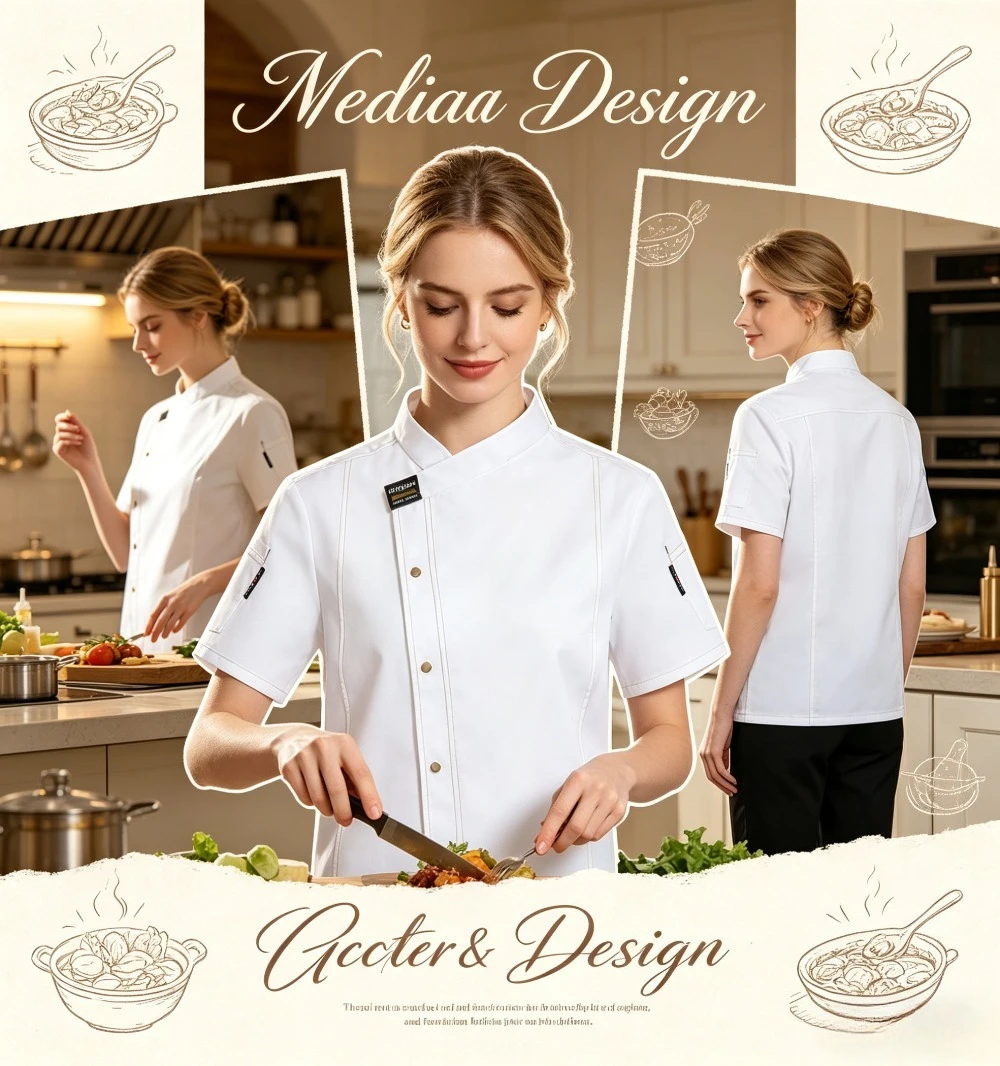 Fashion Chef Jacket Unisex Short Sleeve Chef Work Clothes Fashion Breathable Restaurant Bakery Cake Kitchen Uniform Waiter
Fashion Chef Jacket Unisex Short Sleeve Chef Work Clothes Fashion Breathable Restaurant Bakery Cake Kitchen Uniform Waiter