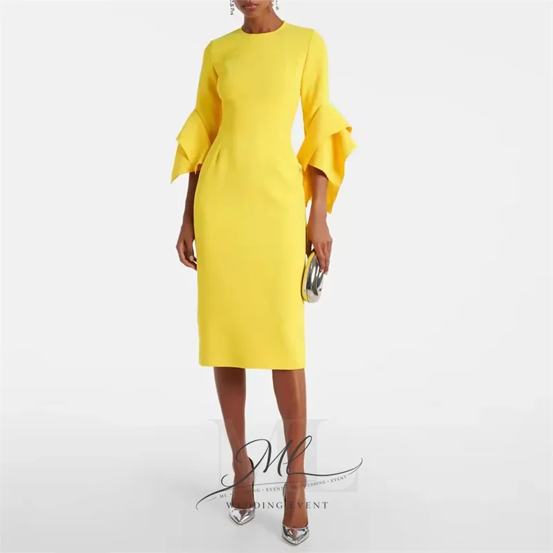 ML Vintage Yellow Cocktail Dress for Women O-Neck 3/4 Sleeves Sheath Short Cocktail Gowns Knee Length Formal Party Dress 2026
ML Vintage Yellow Cocktail Dress for Women O-Neck 3/4 Sleeves Sheath Short Cocktail Gowns Knee Length Formal Party Dress 2026