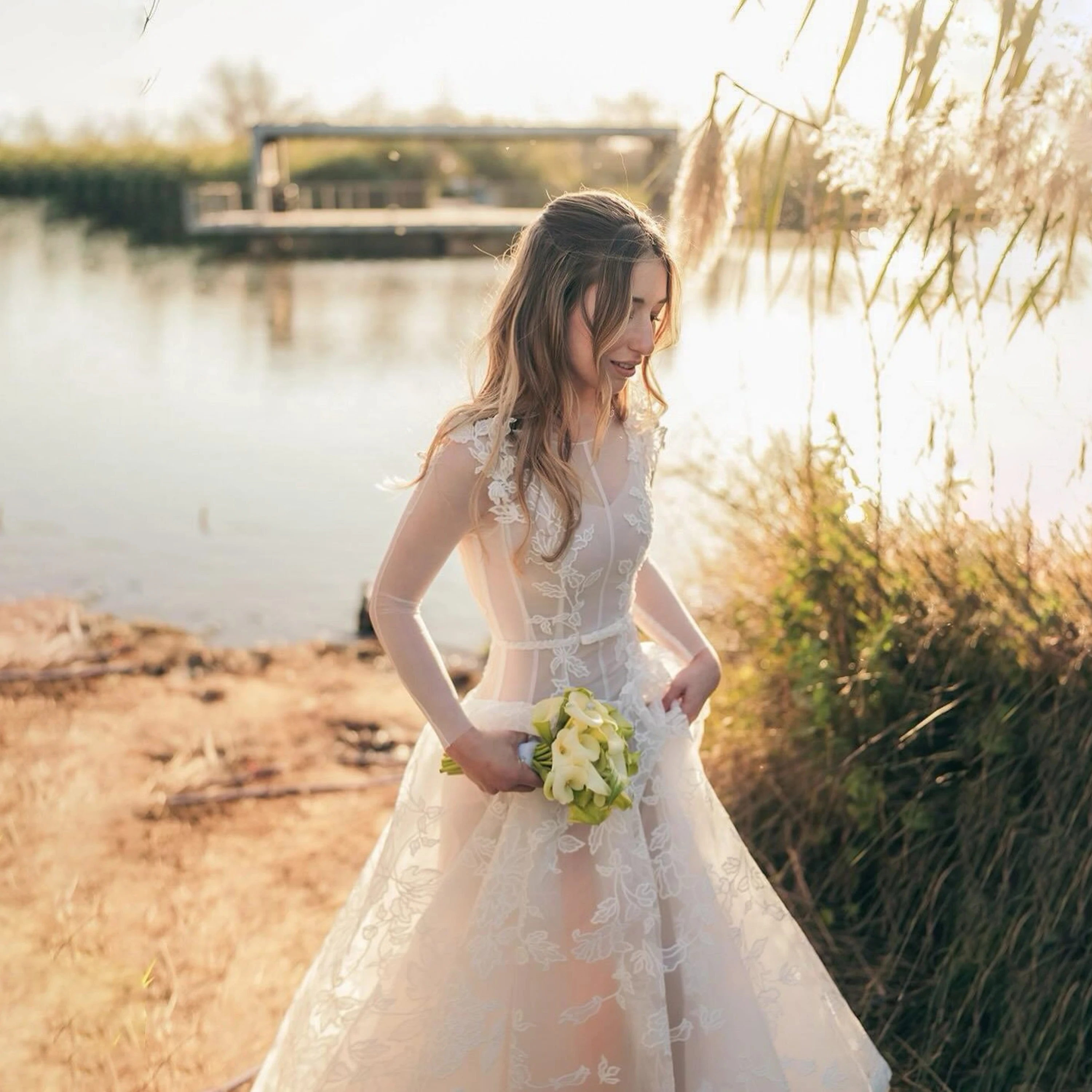 Lace Wedding Dress Long Sleeve Civil O-Neck Luxury Bride Dress Summer A-Line Bridal Party Gown vestido de novia 2026 Customized
Lace Wedding Dress Long Sleeve Civil O-Neck Luxury Bride Dress Summer A-Line Bridal Party Gown vestido de novia 2026 Customized