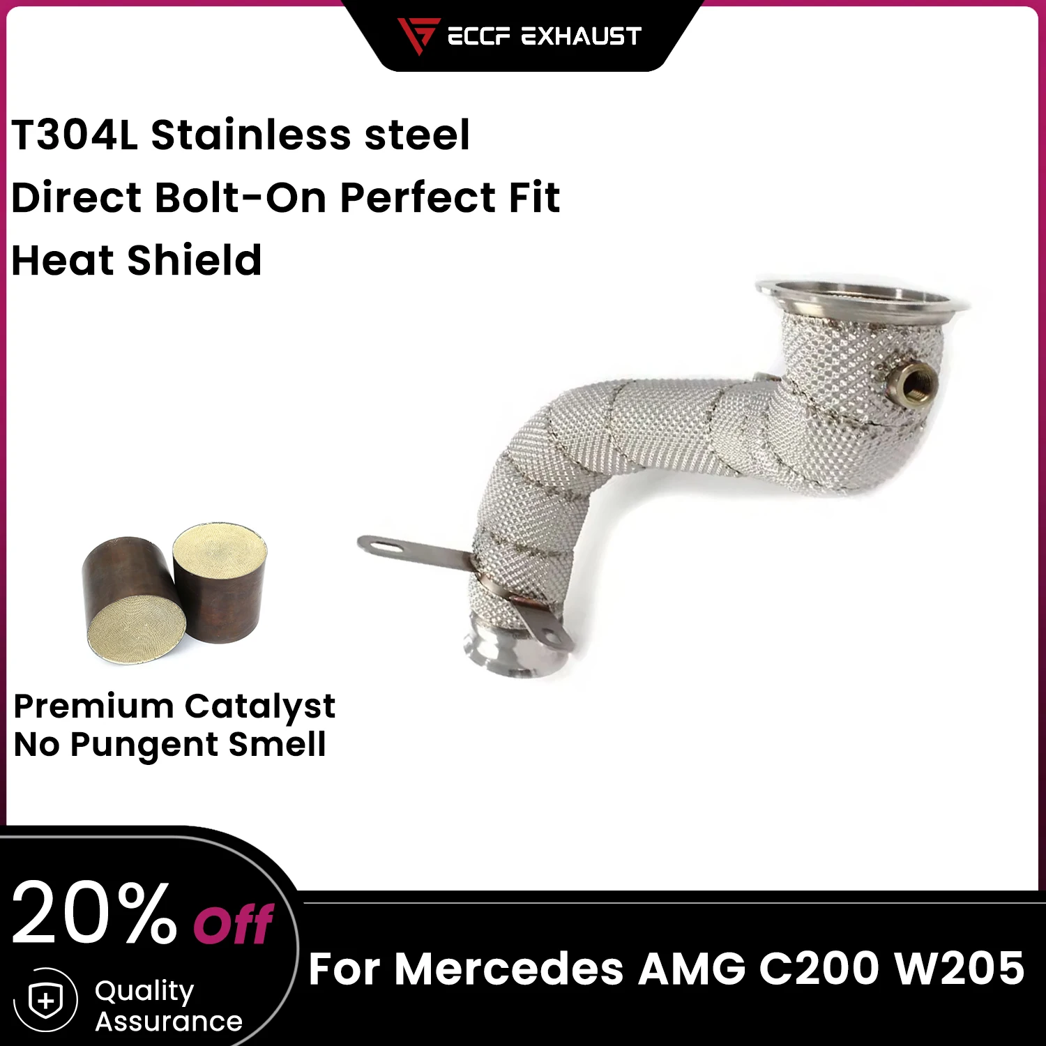 Sports Downpipe With Heat Shield For Mercedes AMG C200 W205 Aggressive Exhaust Sound High Flow Performance Upgrade
Sports Downpipe With Heat Shield For Mercedes AMG C200 W205 Aggressive Exhaust Sound High Flow Performance Upgrade