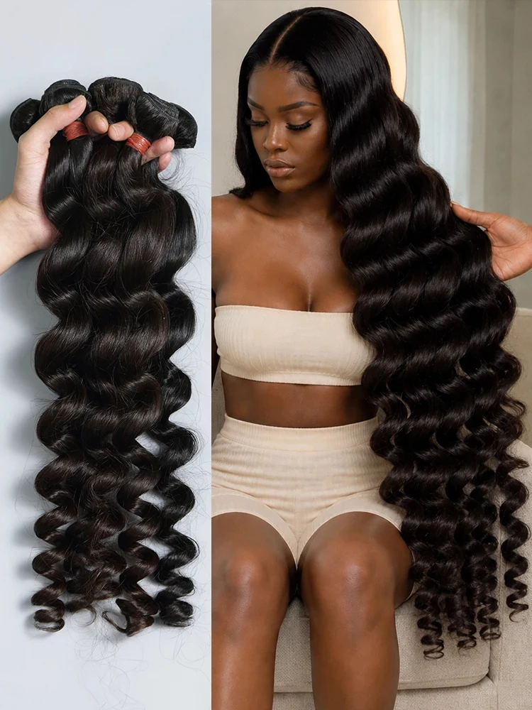 Loose Deep Wave 26 30 Inch Human Hair Bundles Unprocessed Virgin Loose Wave Bundles Human Hair Extensions 1/3/4 Bundles Double Weft Tissage Curly Hair Bundles
Loose Deep Wave 26 30 Inch Human Hair Bundles Unprocessed Virgin Loose Wave Bundles Human Hair Extensions 1/3/4 Bundles Double Weft Tissage Curly Hair Bundles