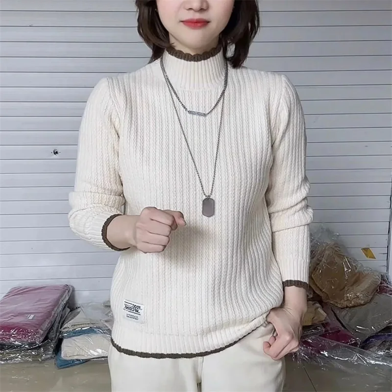 Autumn Winter Ladies Long Sleeves Sweater Women Half High Collar Knitted Tops Coat Korean Female New Fashion Pullover Knitting
Autumn Winter Ladies Long Sleeves Sweater Women Half High Collar Knitted Tops Coat Korean Female New Fashion Pullover Knitting