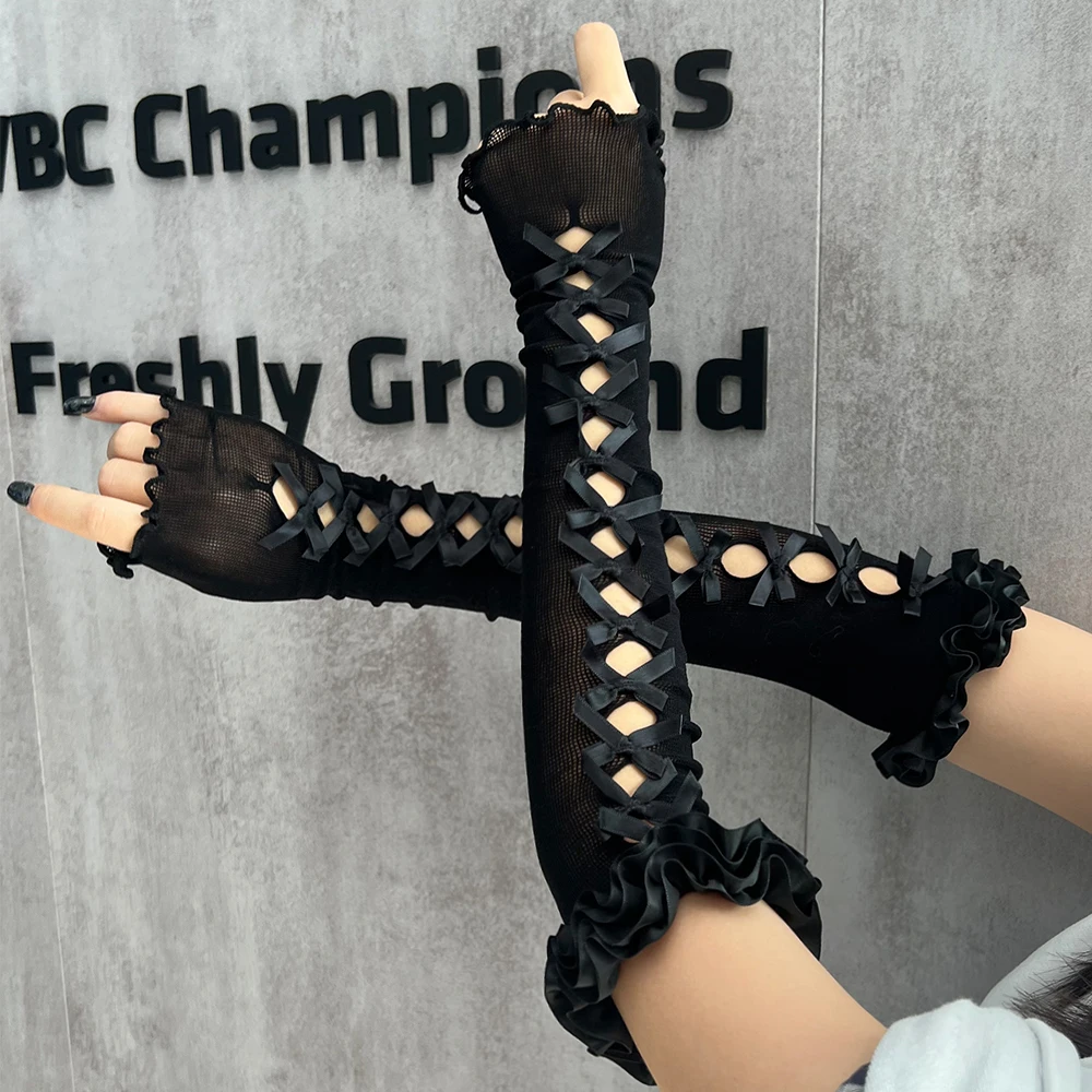 Women Lolita Fingerless Retro Mesh Flower Lace Strapping Gloves Dress Accessories Women Arm Warmers Sexy Sleeve Mittens
Women Lolita Fingerless Retro Mesh Flower Lace Strapping Gloves Dress Accessories Women Arm Warmers Sexy Sleeve Mittens