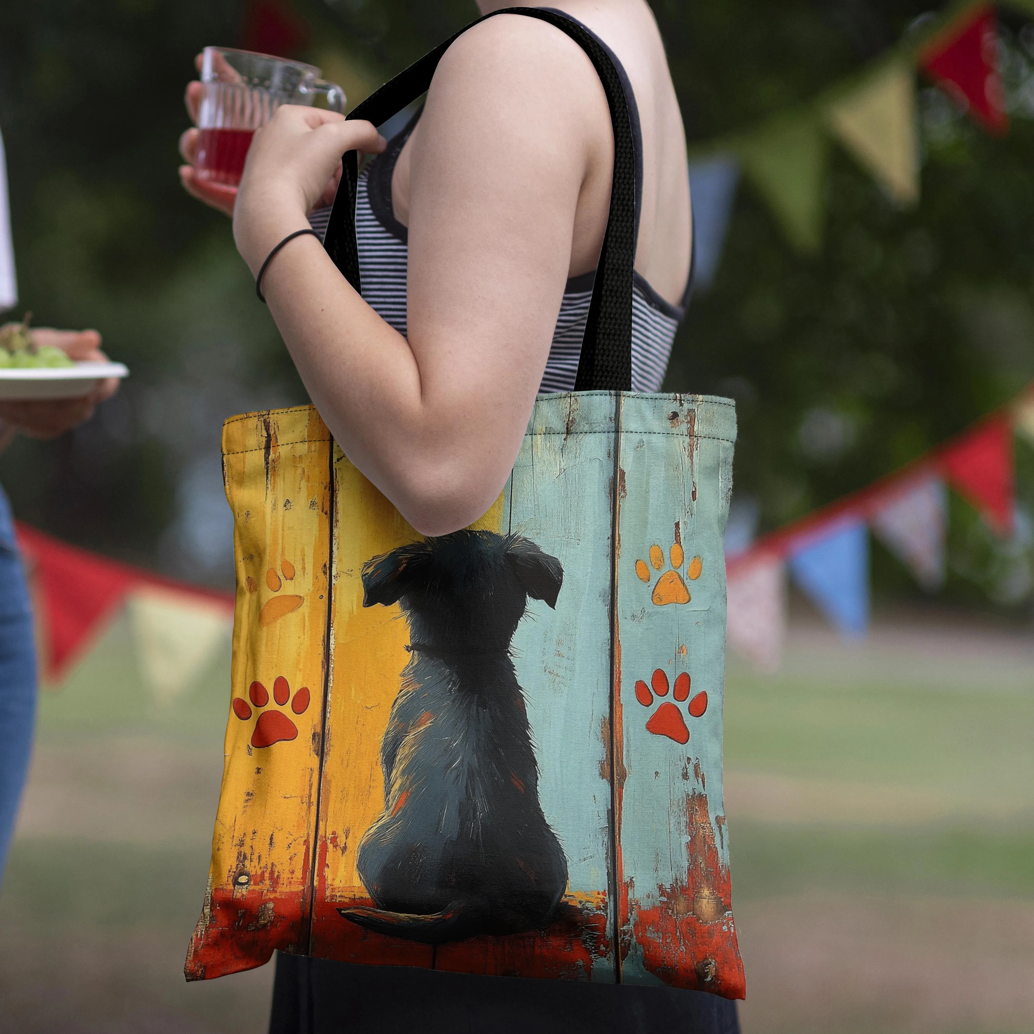 1pc Black Dog & Paw Print Tote Bag - Large Capacity, Reusable Shopping Bag with Fixed Shoulder Strap, Casual Style
1pc Black Dog & Paw Print Tote Bag - Large Capacity, Reusable Shopping Bag with Fixed Shoulder Strap, Casual Style