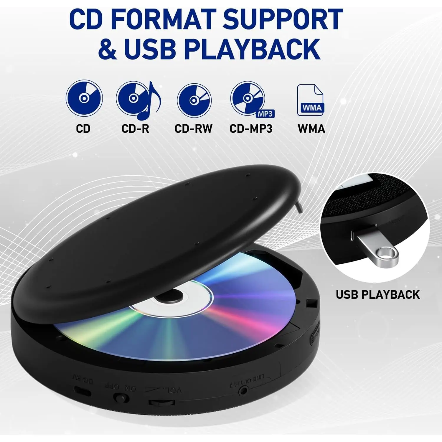 Dual Anti-Skip Boombox with Rechargeable USB AUX LCD Display Backlit Timer Portable CD DVD VCD Player Dual VCD Player Av Output
Dual Anti-Skip Boombox with Rechargeable USB AUX LCD Display Backlit Timer Portable CD DVD VCD Player Dual VCD Player Av Output