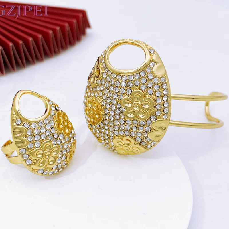 2PCS Bangle And Ring Set For Women 18K Gold Plated Jewelry Wedding Party Accessories
2PCS Bangle And Ring Set For Women 18K Gold Plated Jewelry Wedding Party Accessories