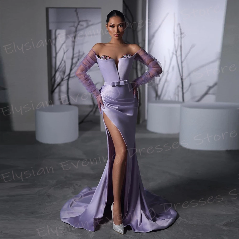 2025 Elegant Women's Mermaid Simple Evening Dresses Sexy Strapless Sleeveless Prom Gowns Charming Side Split Vestido De Noche
2025 Elegant Women's Mermaid Simple Evening Dresses Sexy Strapless Sleeveless Prom Gowns Charming Side Split Vestido De Noche