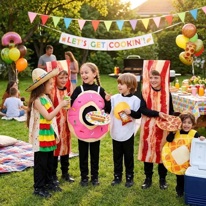 Funny Bacon Children's Halloween Party Performance Costume Satire Food Shape Design Stage Performance Clothing Polyester Fiber
Funny Bacon Children's Halloween Party Performance Costume Satire Food Shape Design Stage Performance Clothing Polyester Fiber