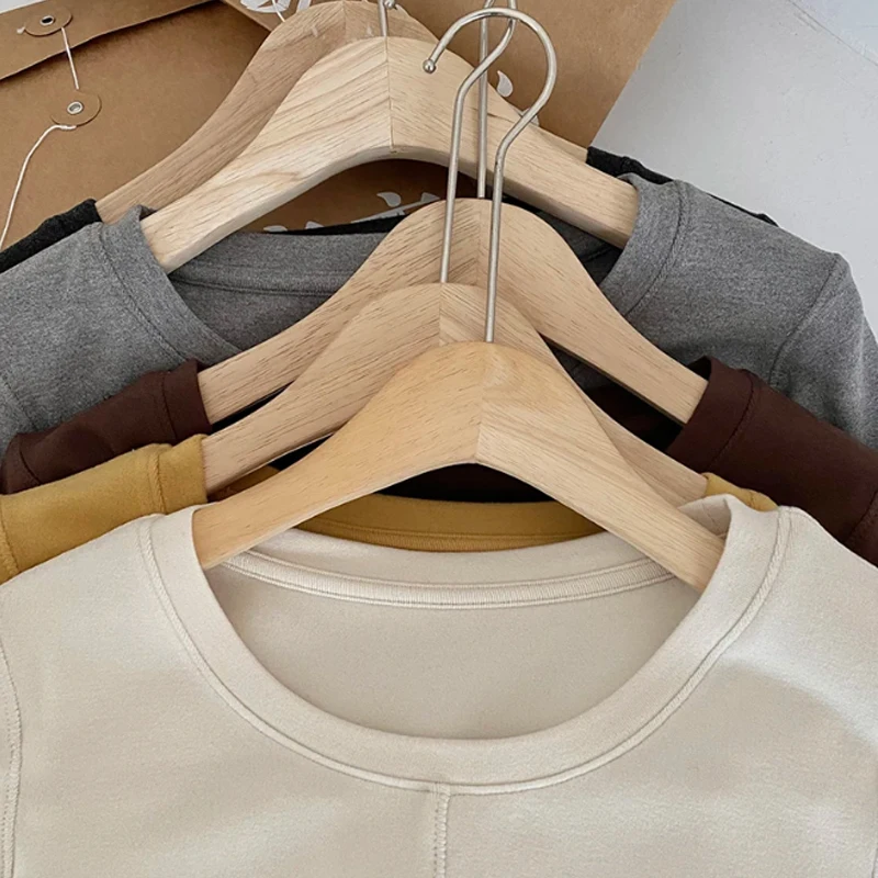 Spring women's casual solid color round neck long sleeved slim fit T-shirt
Spring women's casual solid color round neck long sleeved slim fit T-shirt