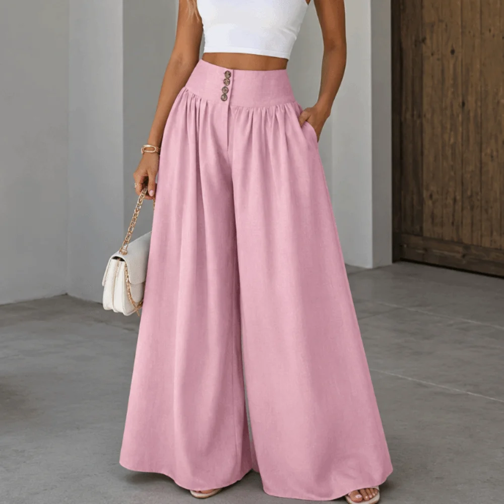 Button Decor Straight Wide Leg Pants Pleated Front Casual High Waist Pants Thin Loose Fit Pants Office Wear
Button Decor Straight Wide Leg Pants Pleated Front Casual High Waist Pants Thin Loose Fit Pants Office Wear