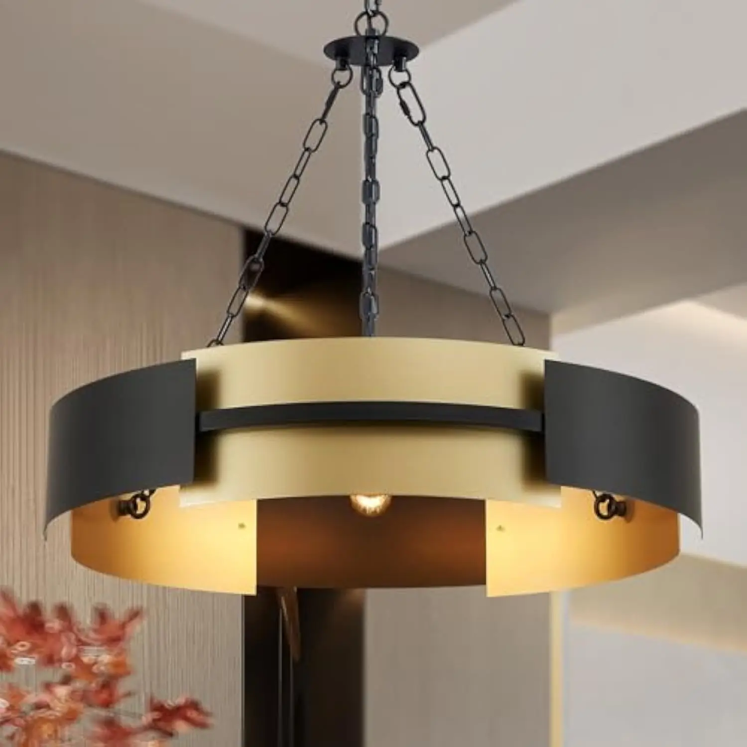 26 英寸 Modern Chandelier Industrial Black and Gold Light Fixture Large Drum Pendant Lighting for Dining Room Kitchen Living Ro
26 英寸 Modern Chandelier Industrial Black and Gold Light Fixture Large Drum Pendant Lighting for Dining Room Kitchen Living Ro