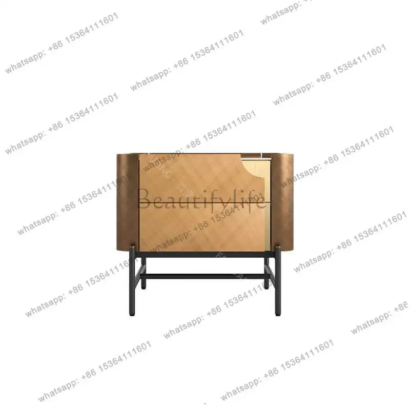 Modern light luxury style bedside table, Italian minimalist style, master bedroom, high-end rose gold double drawer storage
Modern light luxury style bedside table, Italian minimalist style, master bedroom, high-end rose gold double drawer storage