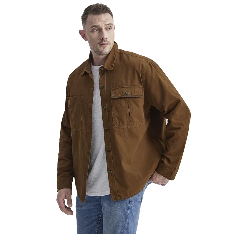 Spring and Autumn Men's Shirts Washed Pure Cotton Coat Plus Size Solid Polo Collar Men's Casual Long Sleeve Shirt
Spring and Autumn Men's Shirts Washed Pure Cotton Coat Plus Size Solid Polo Collar Men's Casual Long Sleeve Shirt
