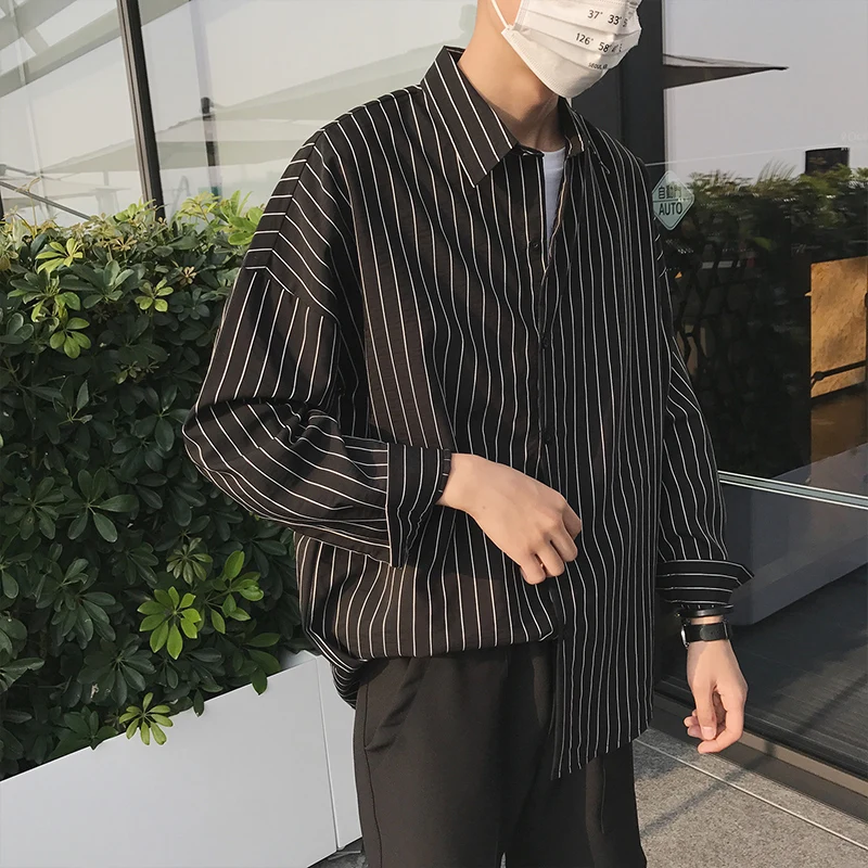Fall Large Size Bla Stripe Long Sve Men's Casual irt Loose American Sle Jaet Hong Kong Sle High End Fat Casual Top
Fall Large Size Bla Stripe Long Sve Men's Casual irt Loose American Sle Jaet Hong Kong Sle High End Fat Casual Top