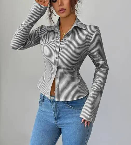 Casual and Minimalist Striped Long Sleeved Button Up Blouses Shirt for Women Autumn/winter 2025 Female Clothing
Casual and Minimalist Striped Long Sleeved Button Up Blouses Shirt for Women Autumn/winter 2025 Female Clothing