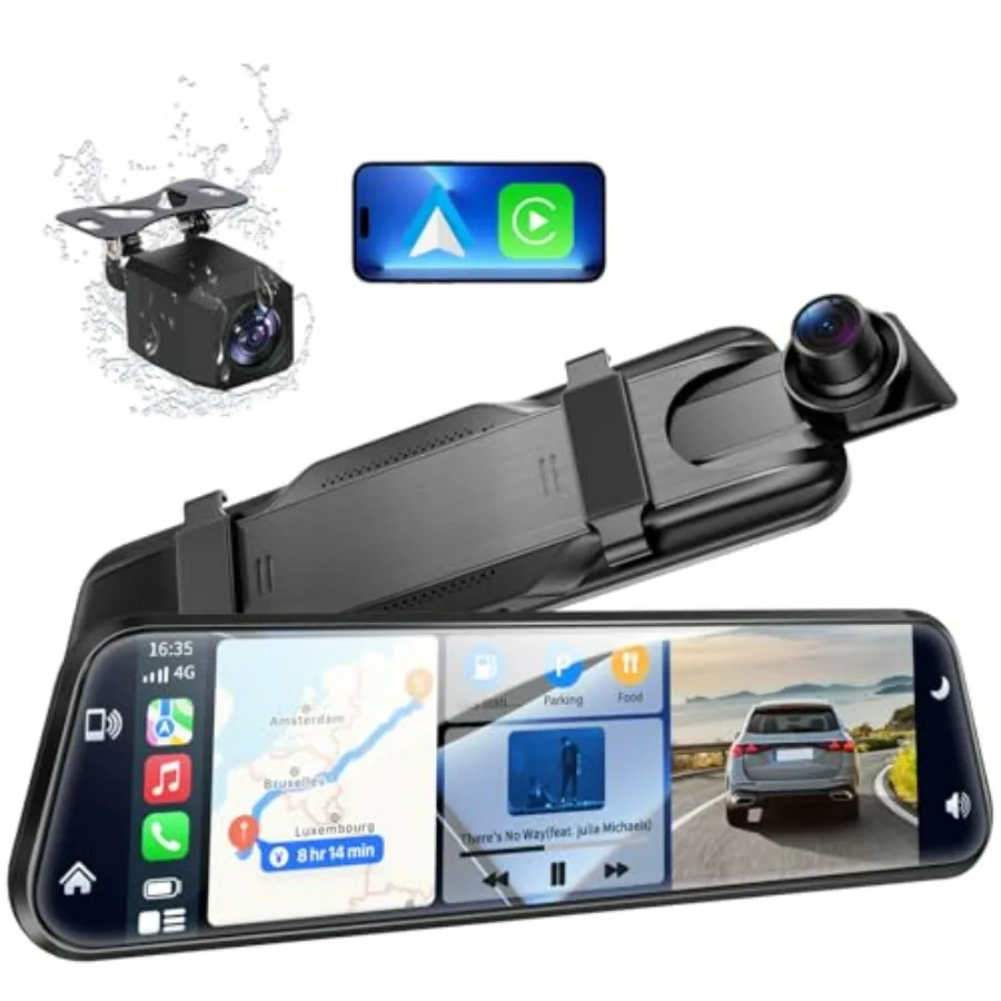 2.5K Mirror Dash Cam with Carplay Android Auto for Cars/Trucks 10 Rear View Mirror Camera with Voice Control 64GB Storage Touch
2.5K Mirror Dash Cam with Carplay Android Auto for Cars/Trucks 10 Rear View Mirror Camera with Voice Control 64GB Storage Touch
