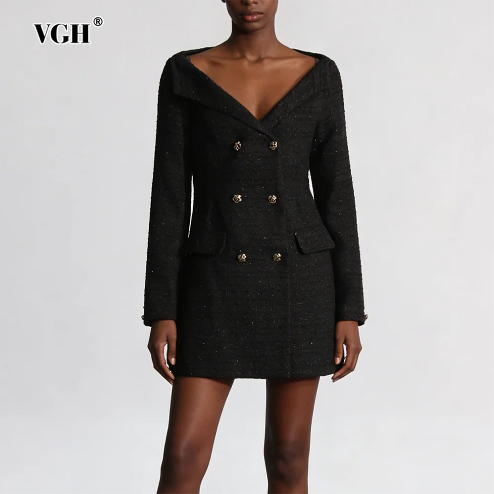 VGH Элегантные однотонные утягивающие платья для женщин с разрезом на шее и длинным рукавом с высокой талией, темпераментное вечернее короткое платье, женская мода, новинка
VGH Элегантные однотонные утягивающие платья для женщин с разрезом на шее и длинным рукавом с высокой талией, темпераментное вечернее короткое платье, женская мода, новинка