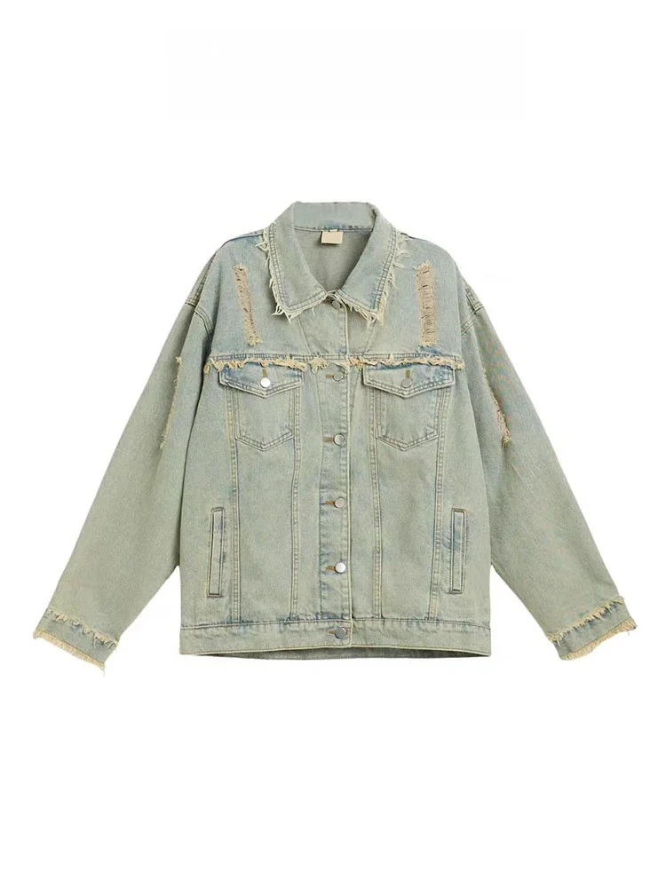 Джинсовый джинсовый джинсовый джинс с американской талией для женщин, весна-осень 2023, новая уличная негабаритная рабочая одежда, джинт с откидным воротником...
Джинсовый джинсовый джинсовый джинс с американской талией для женщин, весна-осень 2023, новая уличная негабаритная рабочая одежда, джинт с откидным воротником...