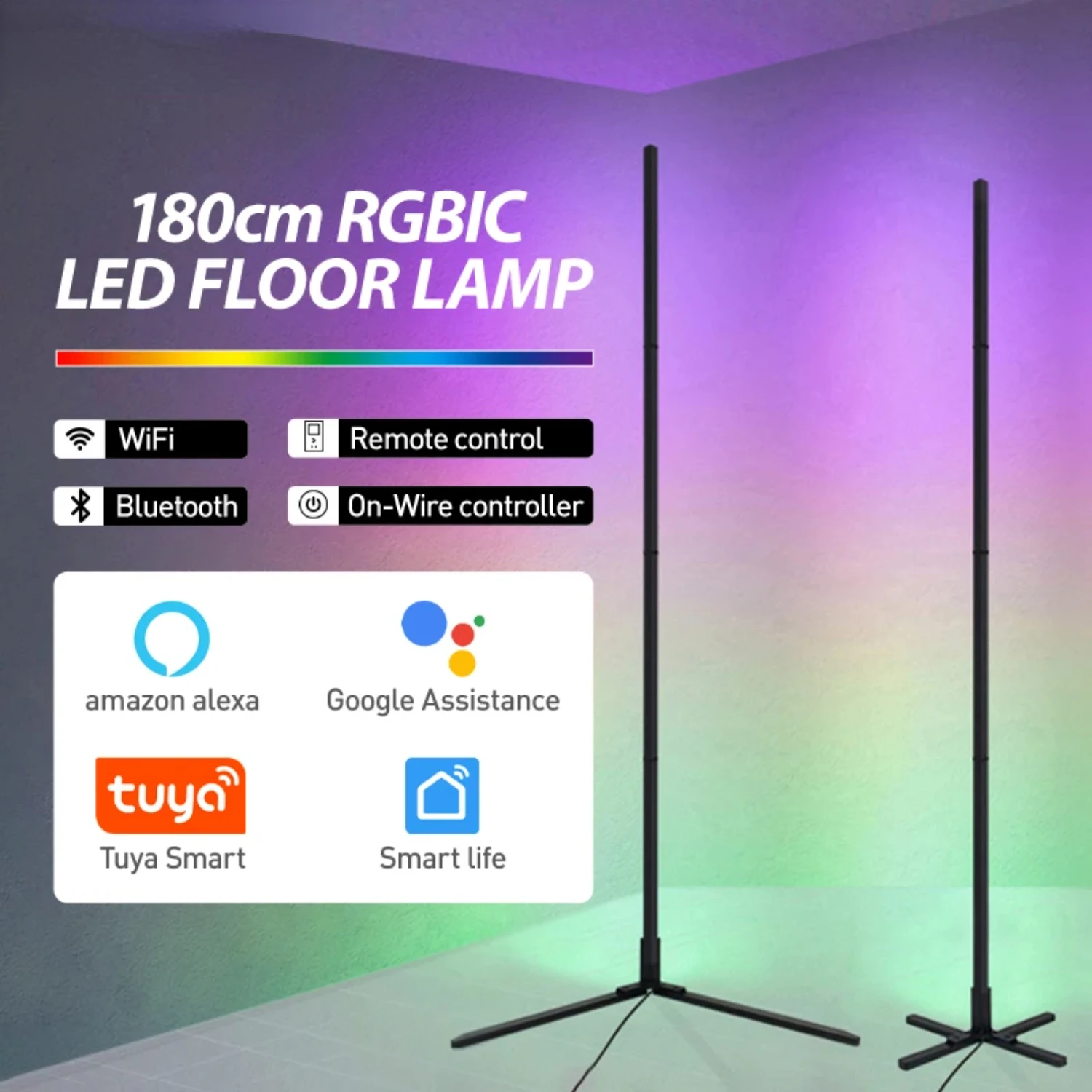 New 180CM RGBIC LED Floor Lamp Smart Remote Control Modern Corner Light Decoration
New 180CM RGBIC LED Floor Lamp Smart Remote Control Modern Corner Light Decoration
