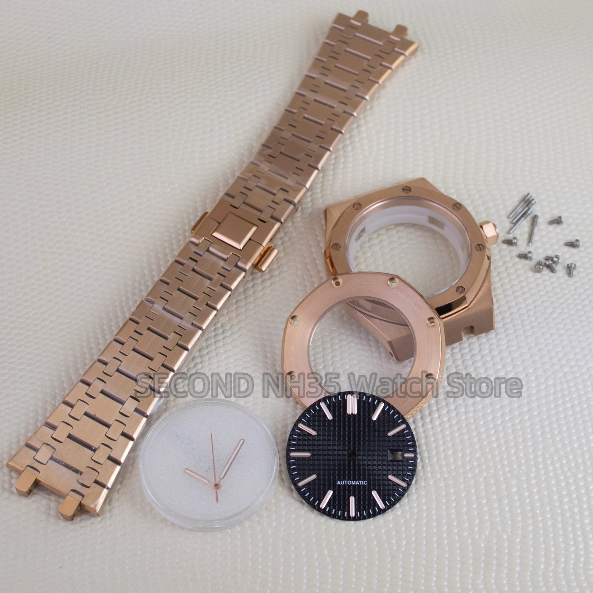 41mm PVD NH35 Case 31.8mm Dial Hands for Royal Oak NH70 NH36 movement Stainless Steel Strap Bracelet Sapphire Glass Waterproof
41mm PVD NH35 Case 31.8mm Dial Hands for Royal Oak NH70 NH36 movement Stainless Steel Strap Bracelet Sapphire Glass Waterproof