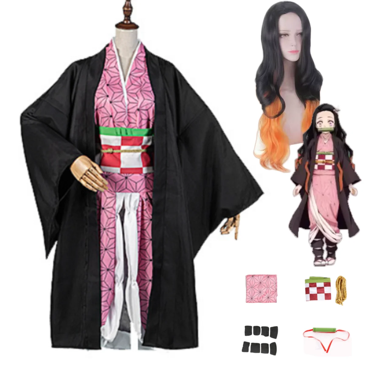 Anime Kamado Nezuko Cosplay Costume Japanese Kimono Dress Black Cloak Haori Wig Adult Woman Sexy Kawaii Halloween Party Suit
Anime Kamado Nezuko Cosplay Costume Japanese Kimono Dress Black Cloak Haori Wig Adult Woman Sexy Kawaii Halloween Party Suit