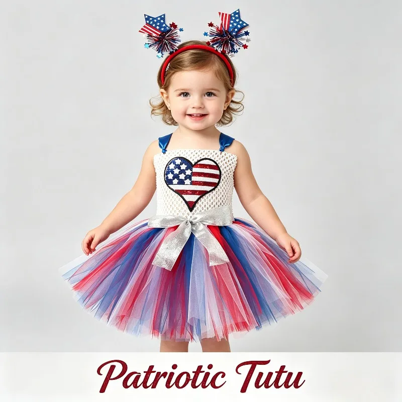 Independence Day Tutu Dress American Flag Pattern Fluffy Tulle Dress for Patriotic Holiday Celebration Stage Performance Outfit
Independence Day Tutu Dress American Flag Pattern Fluffy Tulle Dress for Patriotic Holiday Celebration Stage Performance Outfit
