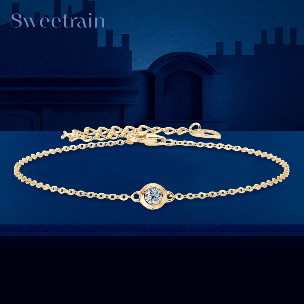 Sweetrain 3mm 0.1ct Moissanite Bracelet for Women 14K Gold Plated 925 Sterling Silver Charm Bracelet Original Fine Jewelry Gift
Sweetrain 3mm 0.1ct Moissanite Bracelet for Women 14K Gold Plated 925 Sterling Silver Charm Bracelet Original Fine Jewelry Gift