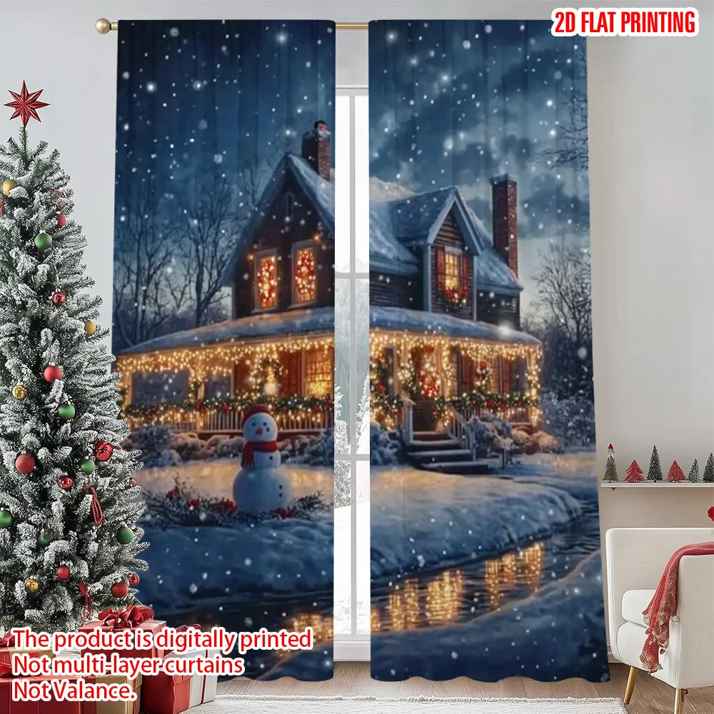 2pcs 2D flat printing Christmas Curtain Christmas Lodge with Snowman Scenery Polyester Without Electricity Holiday Decorations
2pcs 2D flat printing Christmas Curtain Christmas Lodge with Snowman Scenery Polyester Without Electricity Holiday Decorations