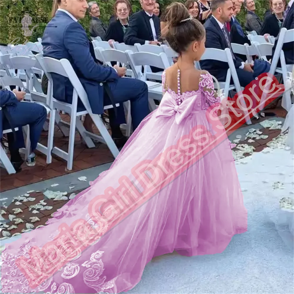 Lilac Little Pbirthday Dress Fluffy 2025 Flower Girl Dresses Lace Tulle With Long Sleeves Bows Child Wedding
Lilac Little Pbirthday Dress Fluffy 2025 Flower Girl Dresses Lace Tulle With Long Sleeves Bows Child Wedding
