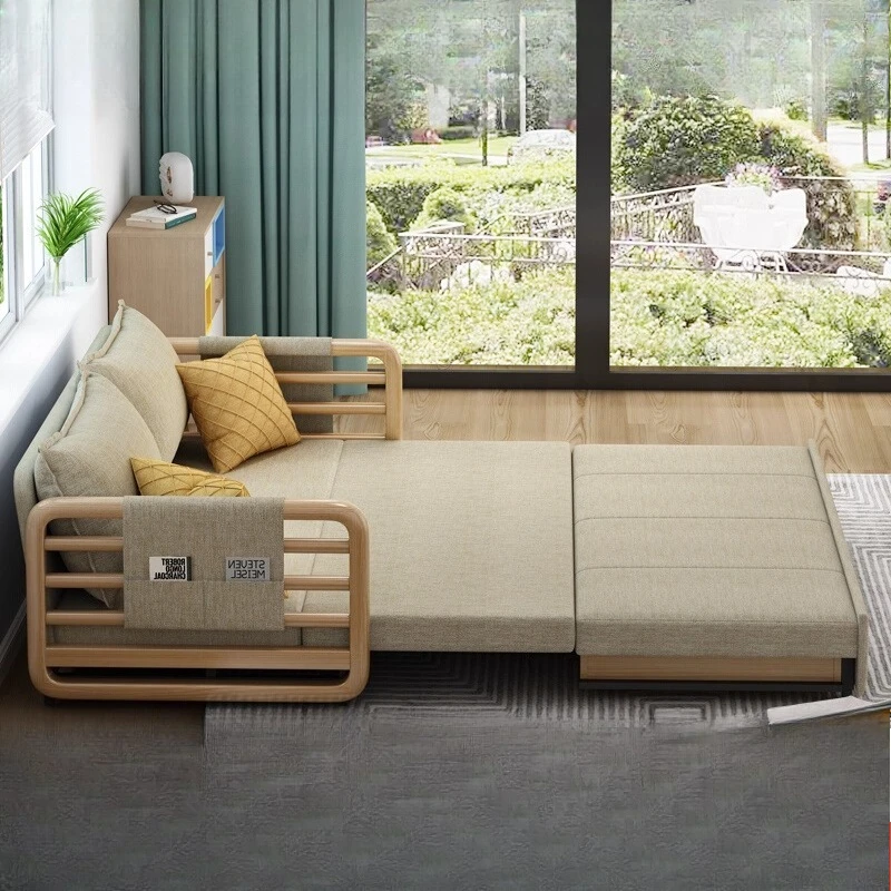 Solid wood sofa bed, dual-purpose foldable multi-functional double Nordic fabric living room small apartment sitting and retract
Solid wood sofa bed, dual-purpose foldable multi-functional double Nordic fabric living room small apartment sitting and retract