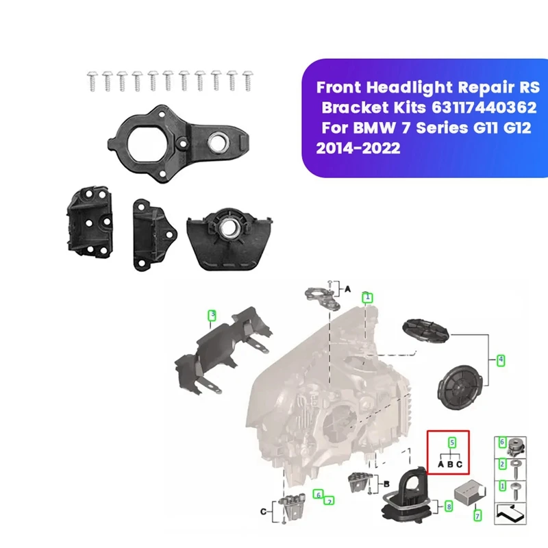 1Set Front Headlight Repair Mount RS Bracket Kits 63117440362 For BMW 7 Series G11 G12 2014-2022 Headlamp Fixed Claw
1Set Front Headlight Repair Mount RS Bracket Kits 63117440362 For BMW 7 Series G11 G12 2014-2022 Headlamp Fixed Claw
