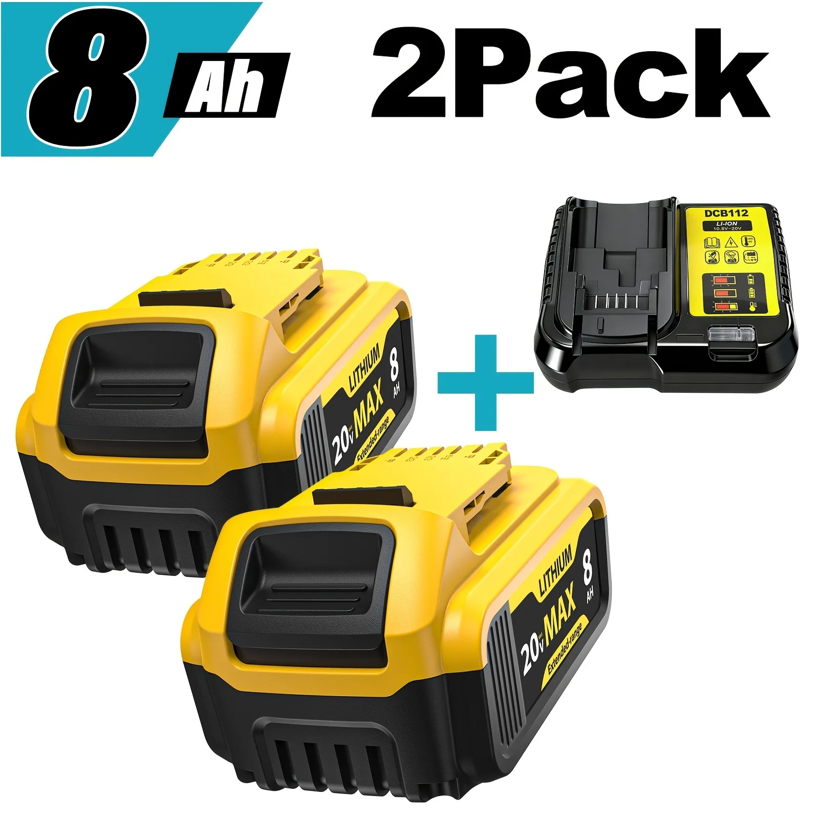 20V Lithium-Ion Charger Kit with 2x 8.0Ah Replacement Batteries — Compatible with Standard 20V Power Tool Systems, Includes Fast-Charging Adapter and Protective Carrying Case for Home & Workshop Use
20V Lithium-Ion Charger Kit with 2x 8.0Ah Replacement Batteries — Compatible with Standard 20V Power Tool Systems, Includes Fast-Charging Adapter and Protective Carrying Case for Home & Workshop Use
