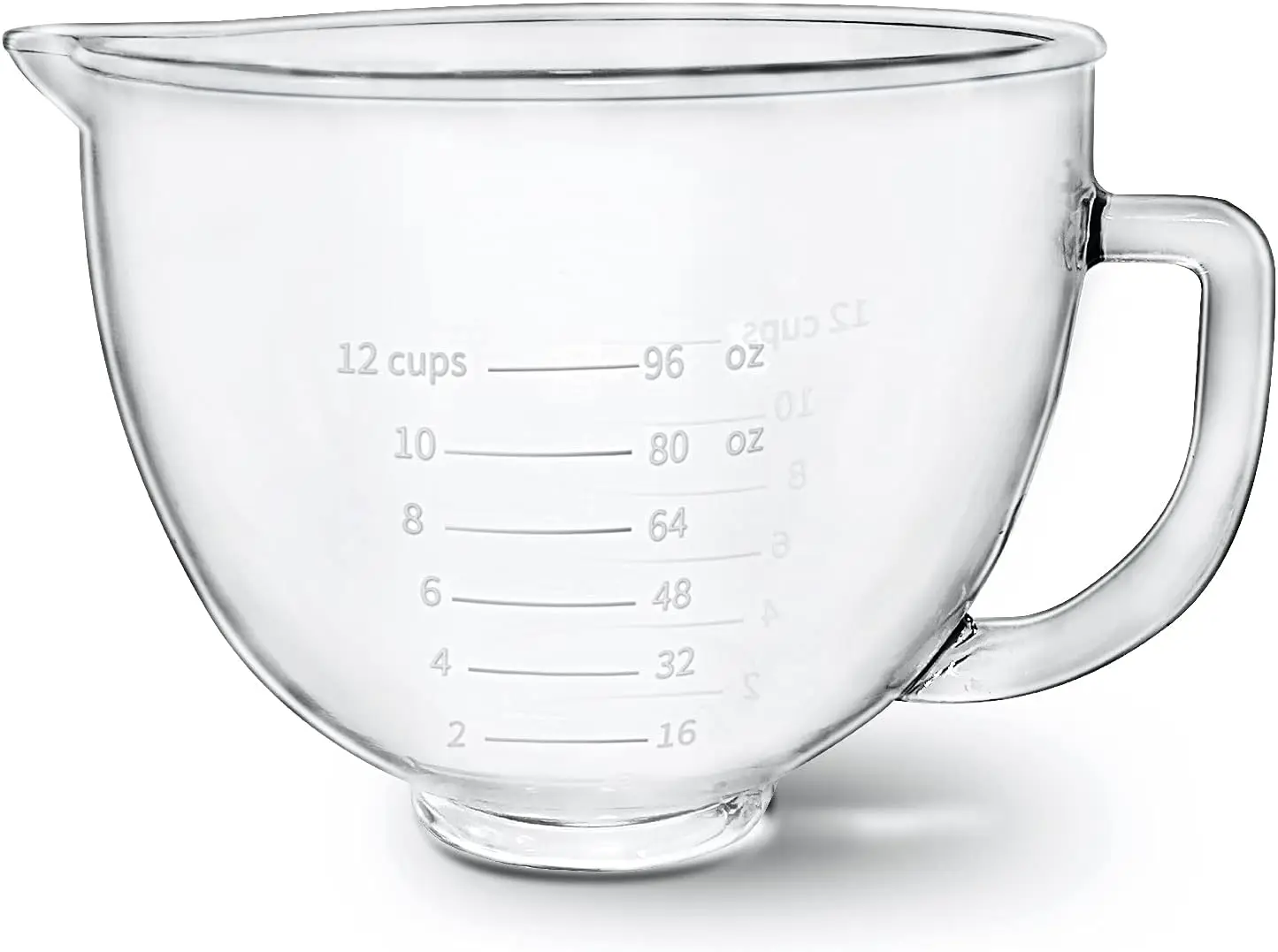 4.5-5 Quart Glass Mixing Bowl with Pour Spout and Measurement Markings for Stand Mixers
4.5-5 Quart Glass Mixing Bowl with Pour Spout and Measurement Markings for Stand Mixers