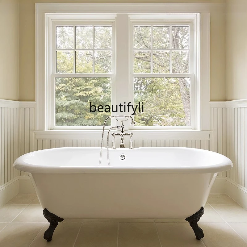 European retro cast iron enamel princess bathtub independent round household couple deep bubble ceramic large bathtub
European retro cast iron enamel princess bathtub independent round household couple deep bubble ceramic large bathtub