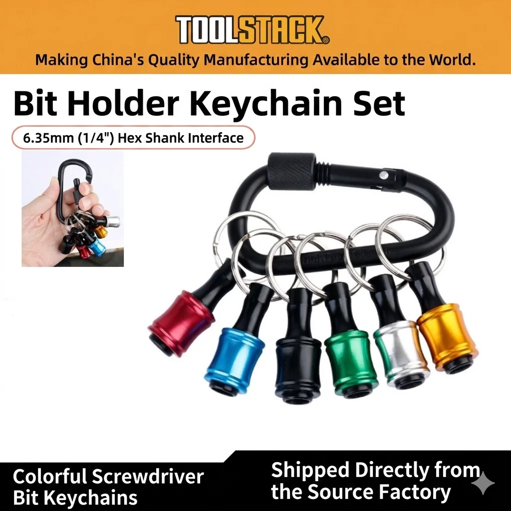 TOOLSTACK 6pcs 1/4" Hex Shank Bit Holder Keychain Set with Carabiner - Quick Release Extension Bar Drive Adapter
TOOLSTACK 6pcs 1/4" Hex Shank Bit Holder Keychain Set with Carabiner - Quick Release Extension Bar Drive Adapter
