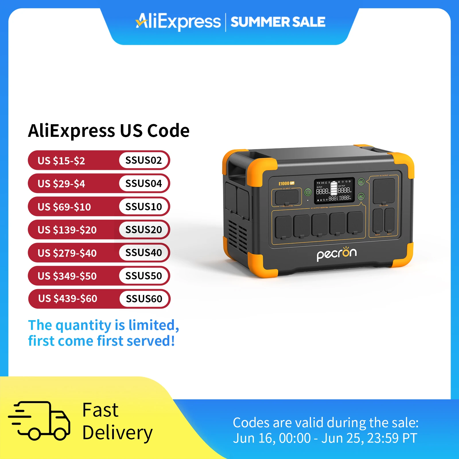 pecron E1000LFP Portable Power Station 1024Wh LiFePO4 Battery Backup 1800W Solar Generator Expandable to 4096Wh Fast Charging
pecron E1000LFP Portable Power Station 1024Wh LiFePO4 Battery Backup 1800W Solar Generator Expandable to 4096Wh Fast Charging