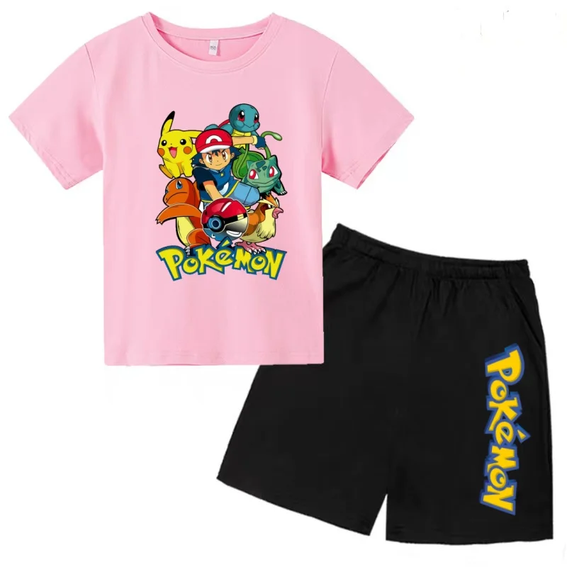 Children's 3-12Years Pokemon T-shirt Cool Summer Anime Pikachu Print Boys Girls Clothing Cartoon Short-sleeved+Shorts Casual Set
Children's 3-12Years Pokemon T-shirt Cool Summer Anime Pikachu Print Boys Girls Clothing Cartoon Short-sleeved+Shorts Casual Set