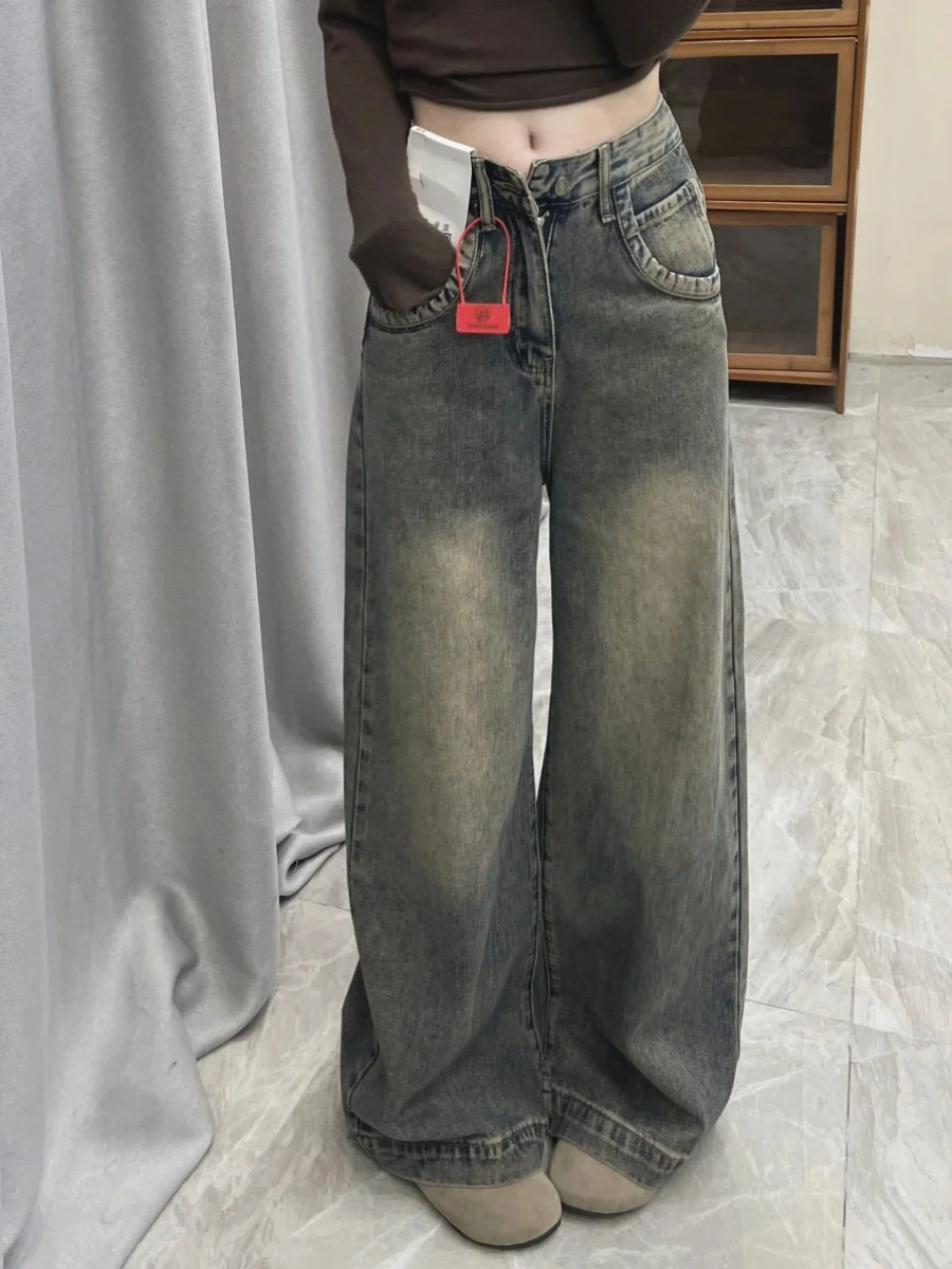 American High Street Retro Wide Leg Jeans Women's Loose High Waist Slim Tall Extended Floor-Length Pants Autumn Winter
American High Street Retro Wide Leg Jeans Women's Loose High Waist Slim Tall Extended Floor-Length Pants Autumn Winter