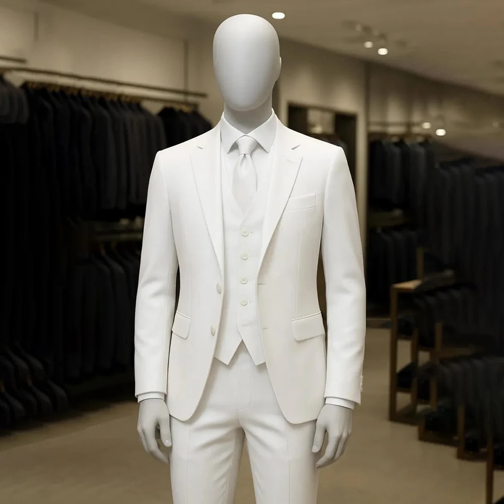 White Wedding Groomsmen Men's Suits Fashion Single Breastes Notch Lapel Slim Fit 3 Piece Jacket Pants Vest Outfits Costume Homme
White Wedding Groomsmen Men's Suits Fashion Single Breastes Notch Lapel Slim Fit 3 Piece Jacket Pants Vest Outfits Costume Homme
