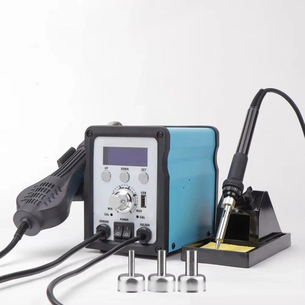 8586D 780W 2 in 1 Desoldering Stations Hot air Gun Soldering Iron Rework Station for Repairing Mobile PCB SMD
8586D 780W 2 in 1 Desoldering Stations Hot air Gun Soldering Iron Rework Station for Repairing Mobile PCB SMD
