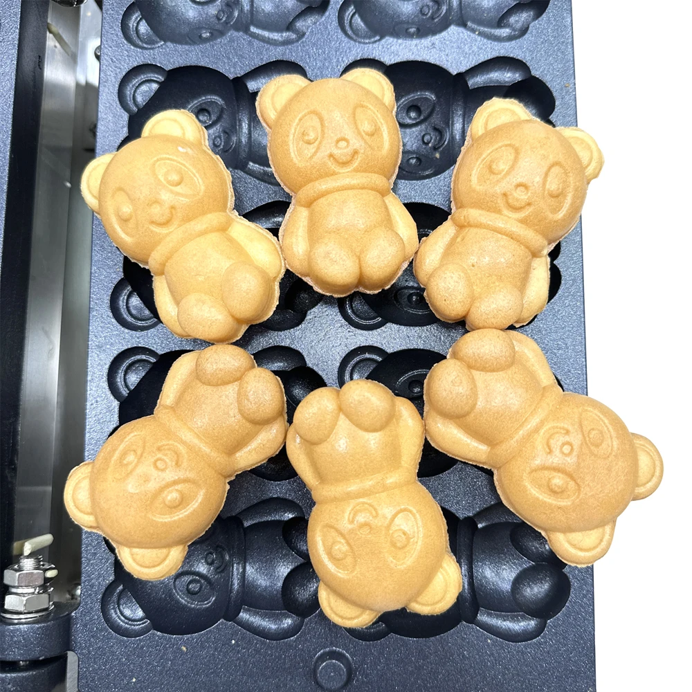 Bear Shape Taiyaki Waffle Snacks Machine Mini Panda Bear Mold Pancake Waffle Maker Small Businesses Bear Cake Stuffing Machine