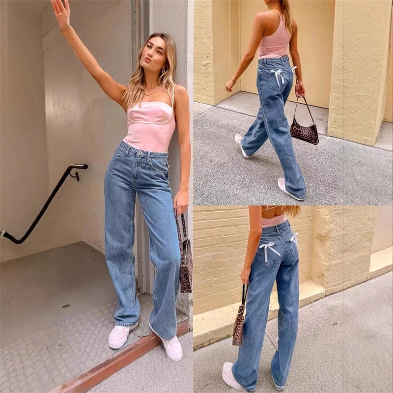 Women High Waist Straight Leg Jeans Bow Detail Casual Comfort Stretch Denim Pants Fashion Tummy Control Daily Wear Plus Size
Women High Waist Straight Leg Jeans Bow Detail Casual Comfort Stretch Denim Pants Fashion Tummy Control Daily Wear Plus Size